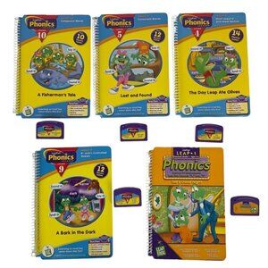 LeapFrog LeapPadPhonics Mixed Lot 5 Books & 5 Cartridges Lessons 1 4 5 9 & 10